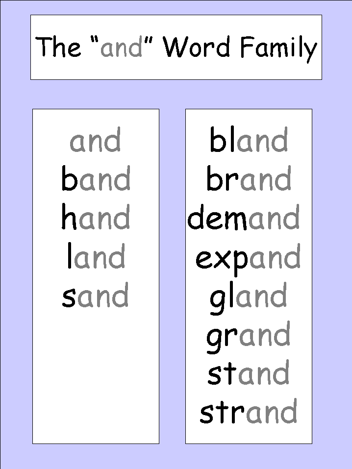 Free printable word family worksheets