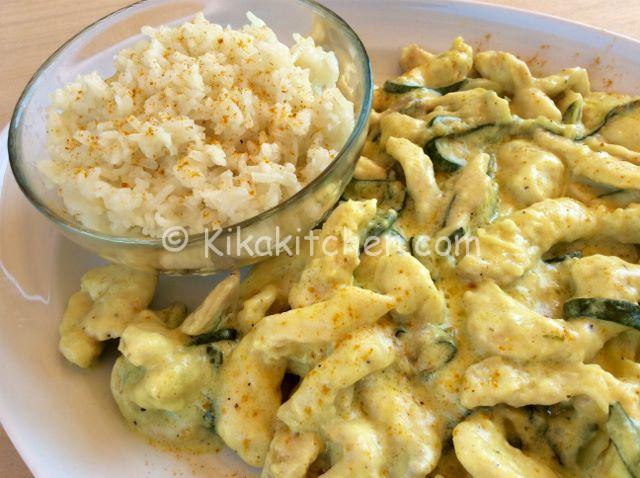 Straccetti di pollo con zucchine e crema al latte Kikakitchen