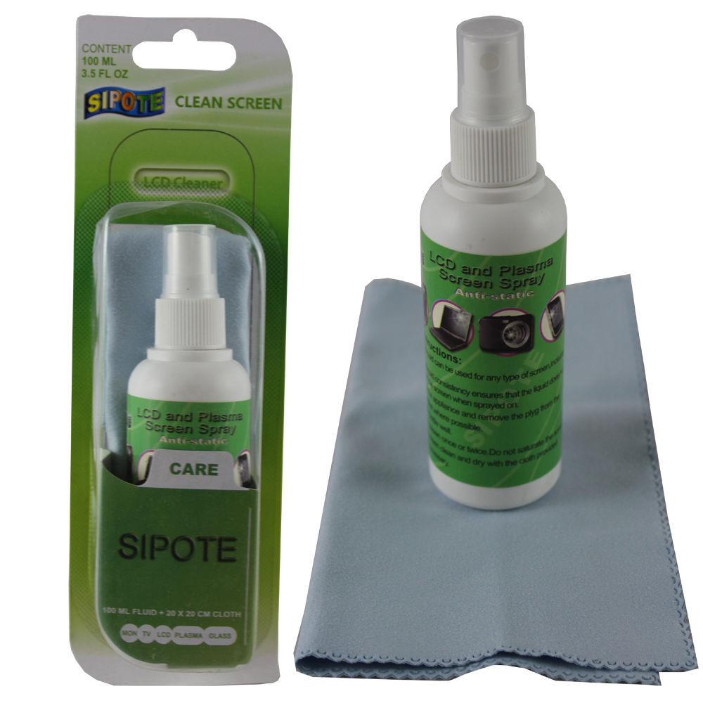 LCD Plasma Screen Cleaner 100ml Fluid plus 20 x 20 cm anti static cloth