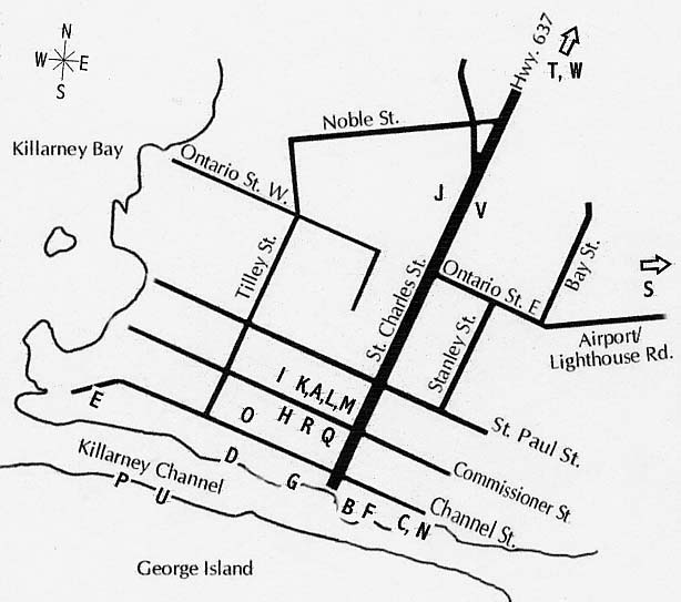 Street map of the village of Killarney, Ontario