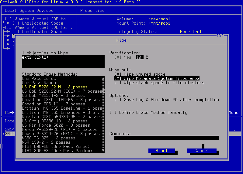 Hard Disk Eraser Active KillDisk for Linux Console. Erase and Wipe Data from a Device