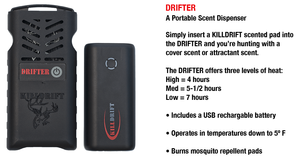 Killdrift Outdoors Heated deer attractants and cover scent pads