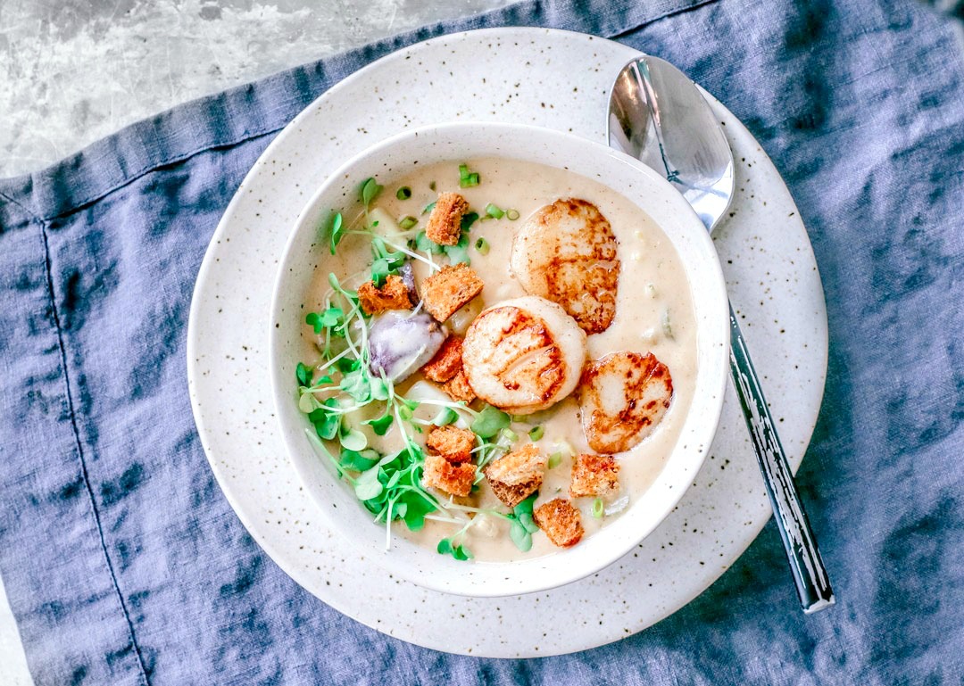 Smokey Seared Scallop Chowder Killing Thyme