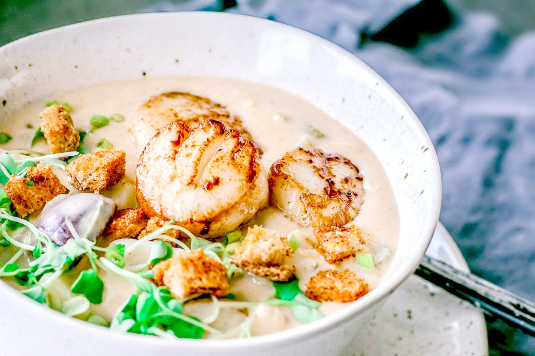 Smokey Seared Scallop Chowder Killing Thyme