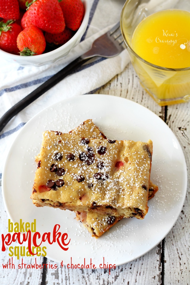 Baked Strawberry Chocolate Chip Pancake Squares Kim's Cravings