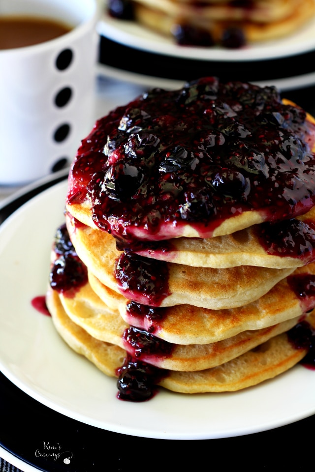 Gluten Free Pancakes with Double Berry Chia Seed Jam Syrup