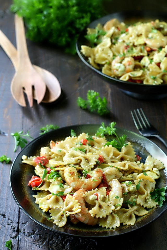 Easy Shrimp Pesto Pasta Kim's Cravings