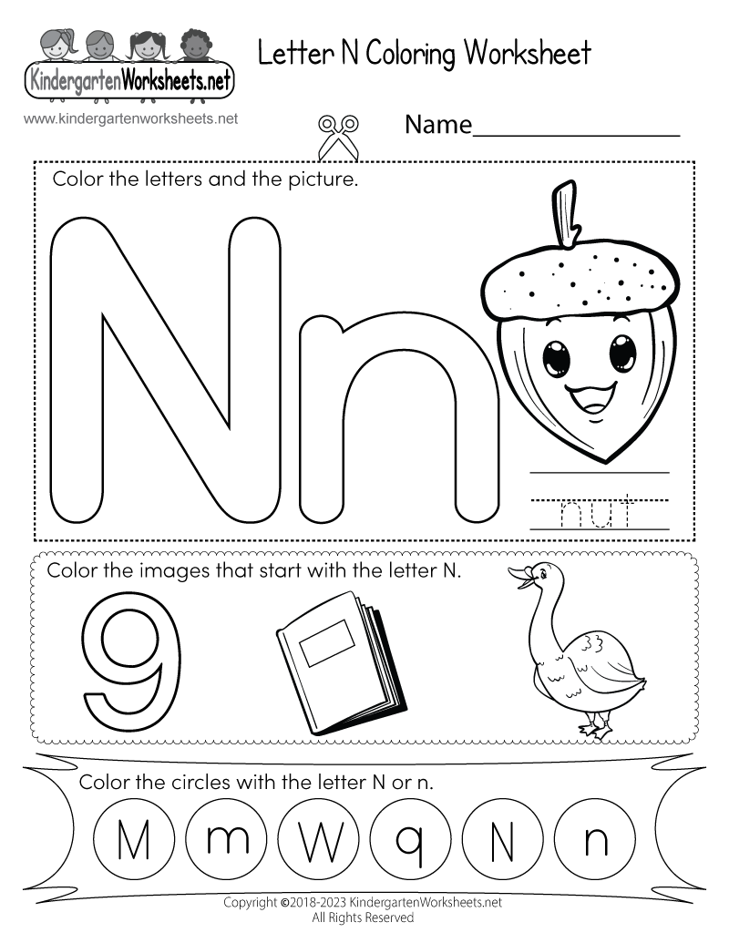 Letter N Coloring Worksheet - Free Printable, Digital, & PDF