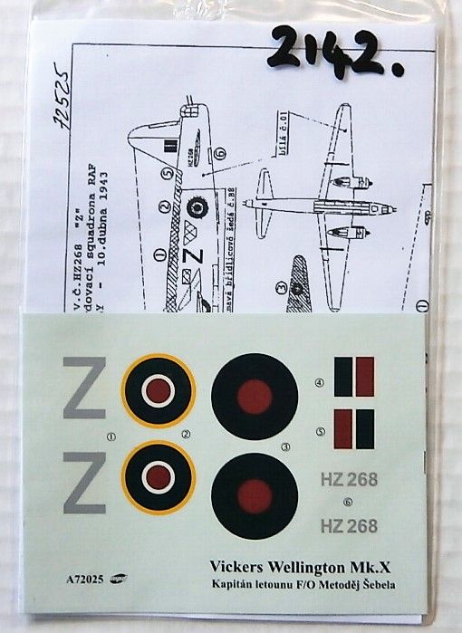 2142. MINI PRINT DECALS 72025 VICKERS WELLINGTON Mk.X