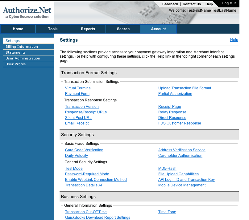 Authorize Net Api