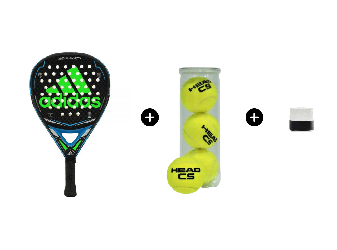 SPECIAL PACK ADIDAS RADOGAR ATTK + TUBO DI PALLE HEAD CS + GRIP - King Padel