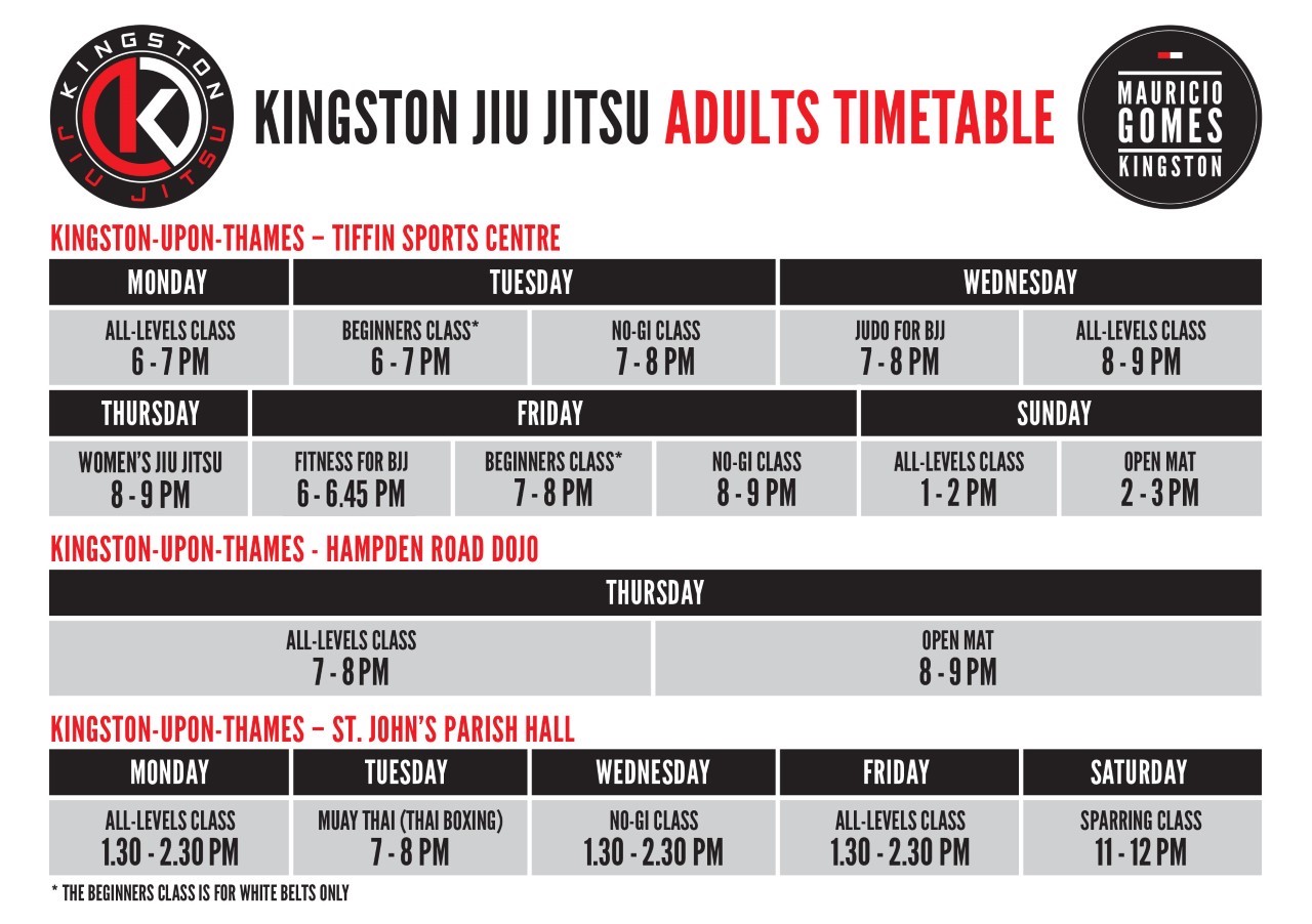 Class Timetable Kingston Jiu Jitsu