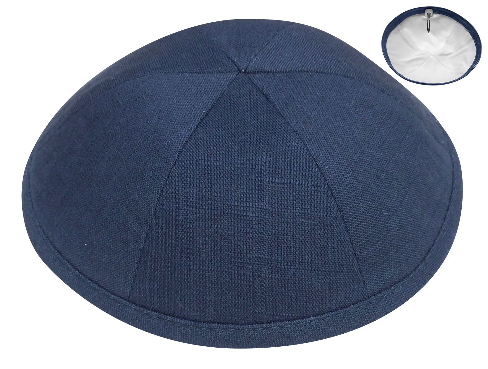 Navy Linen Kippah Item LIN14