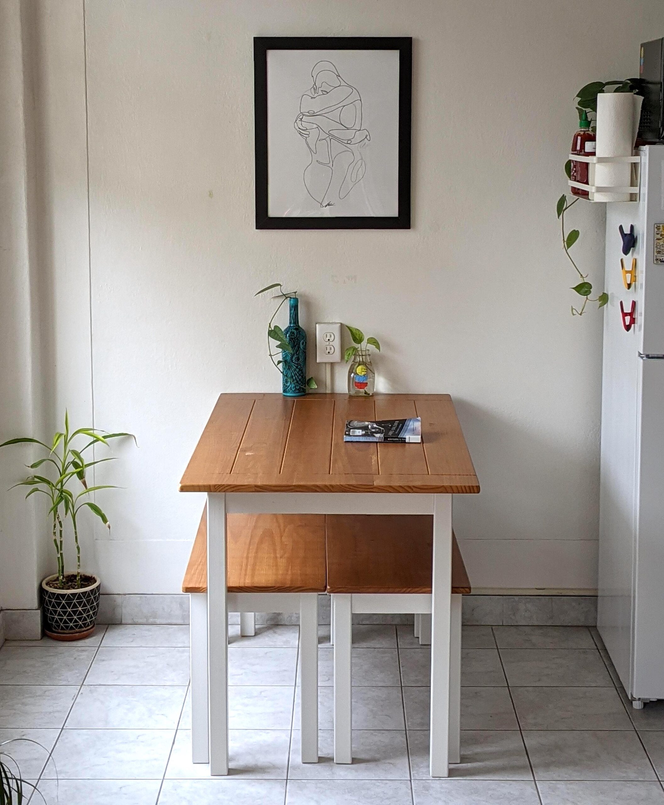 Zinus Becky Farmhouse Dining Table with Two Benches REAL DECORS