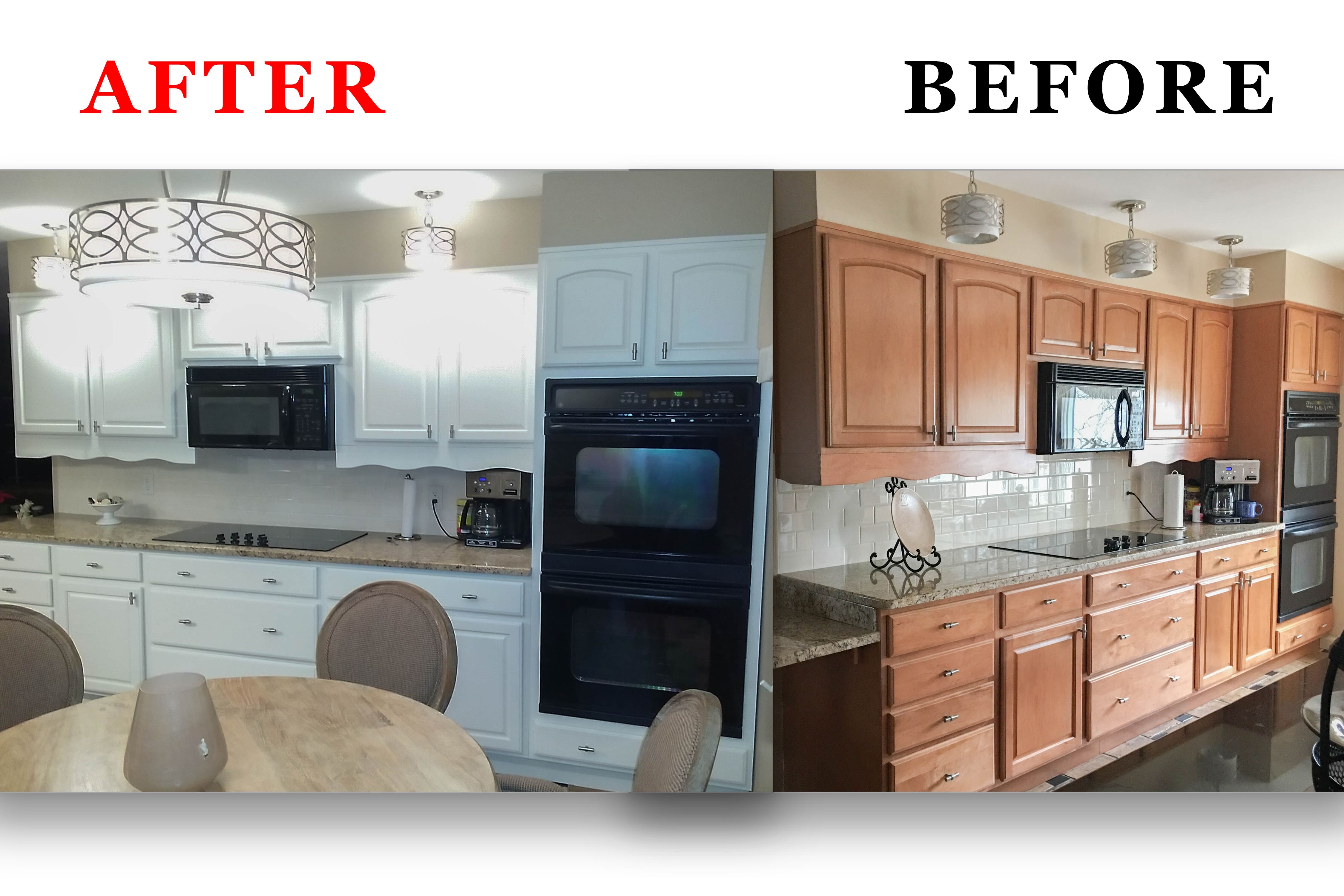 Spray Painting Kitchen Cabinets Before And After Kitchen Painting Before And After kitchen Refinishing
