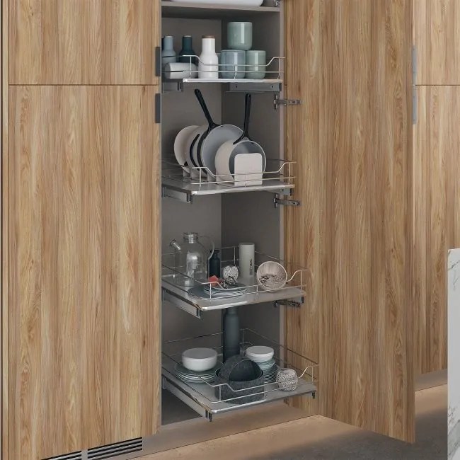 Solid Base Soft Close Pull Out Larder Unit Basket Pack UK