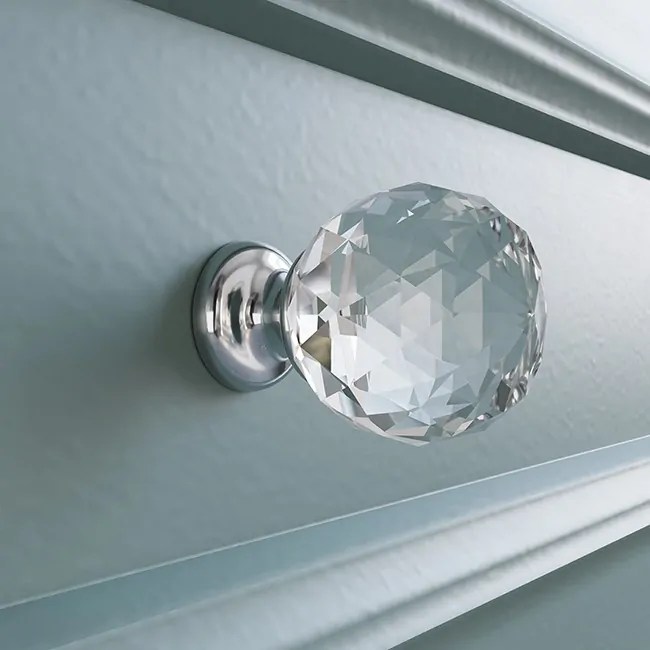 Crystal knob with chrome base Crystal drawer knobs UK