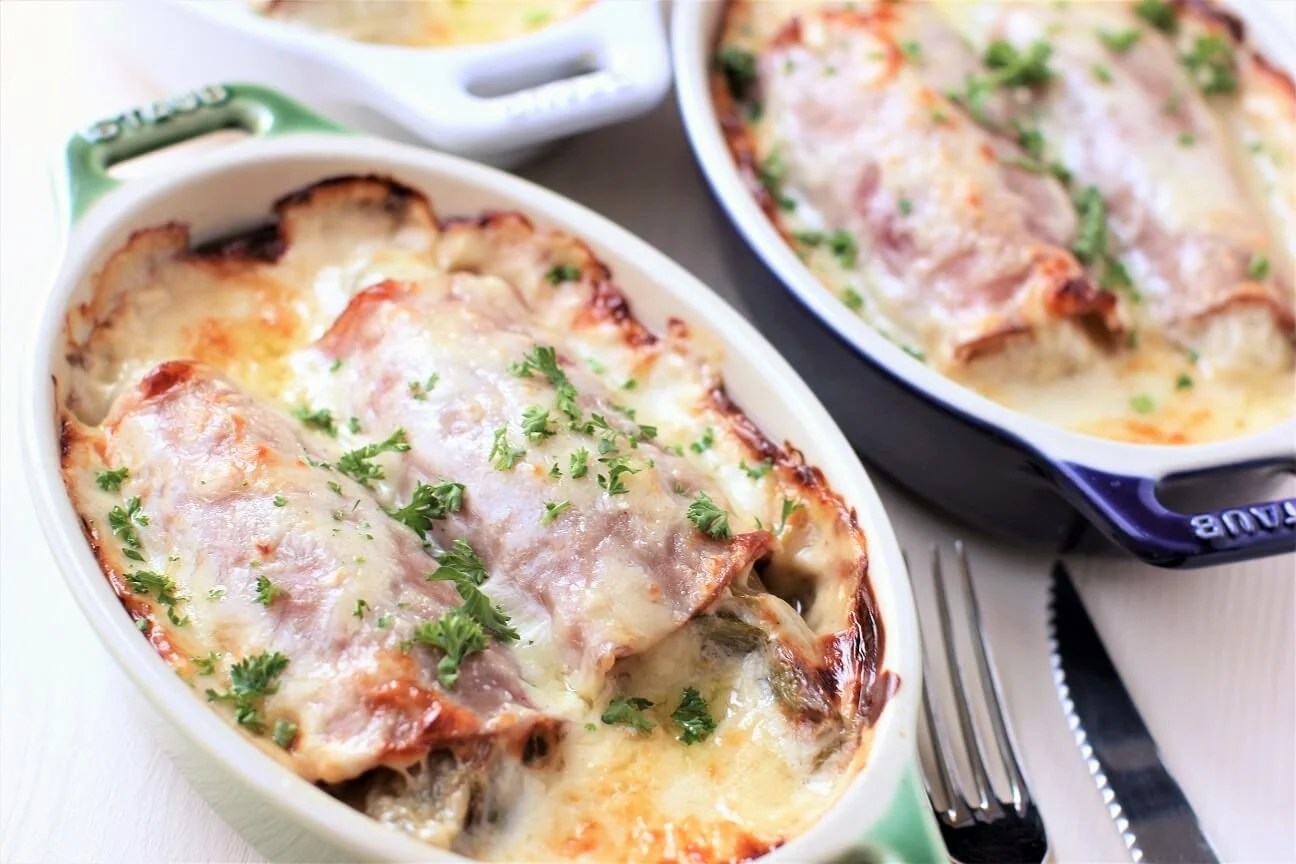 Braised Belgian Endives with Ham au Gratin Kitchen Frau