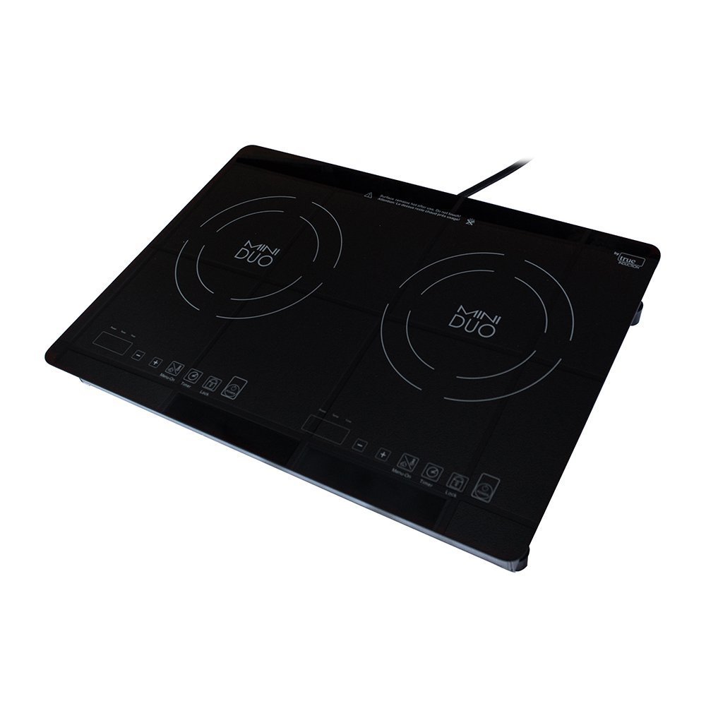 True Induction MD2B Mini Duo Portable Counter Inset Double Burner Induction Cooktop, 120V, Black