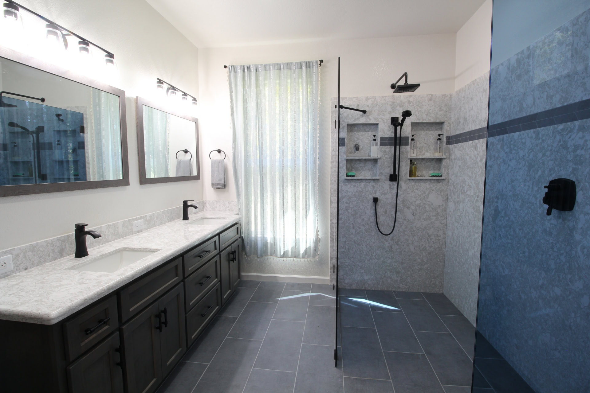 Modern Primary Bath makeover in Citrus Heights, Ca. Kitchen Mart