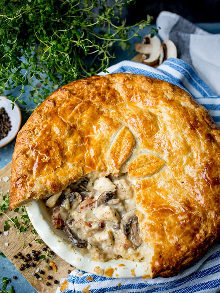 Chicken and Mushroom Pie with Bacon Nicky's Kitchen Sanctuary