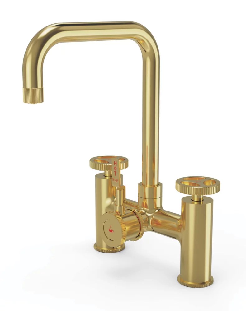 Cheap ETAL Industrial Bridge 3in1 Hot Water Kitchen Tap Brushed Brass