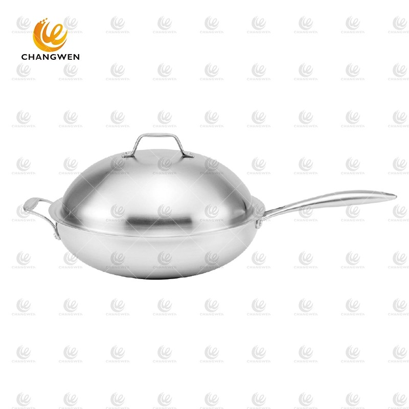 Hot sale stainless steel single wok cooking pot kitchen cookware with S