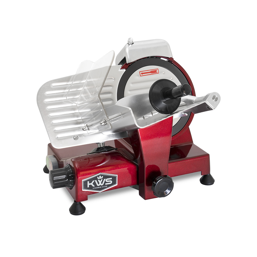 KWS® MS6RT 6" 200W Meat Food Slicer (Red Base) with Teflon Blade