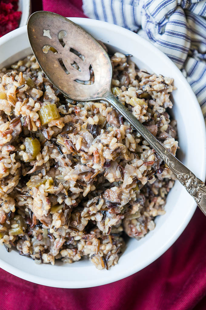 Pressure Cooker Wild Rice & Mushroom Stuffing Kitschen Cat