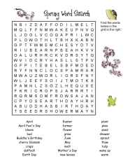 Spring Word Search Printable