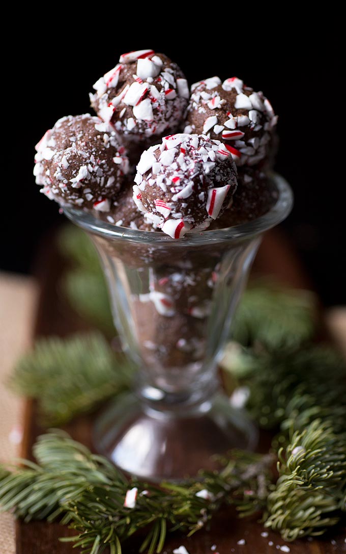 Fudgey Peppermint Bites - a sweet, chocolatey treat that comes together in minutes! They are gluten and dairy free, and perfect for holiday neighbor gifts!