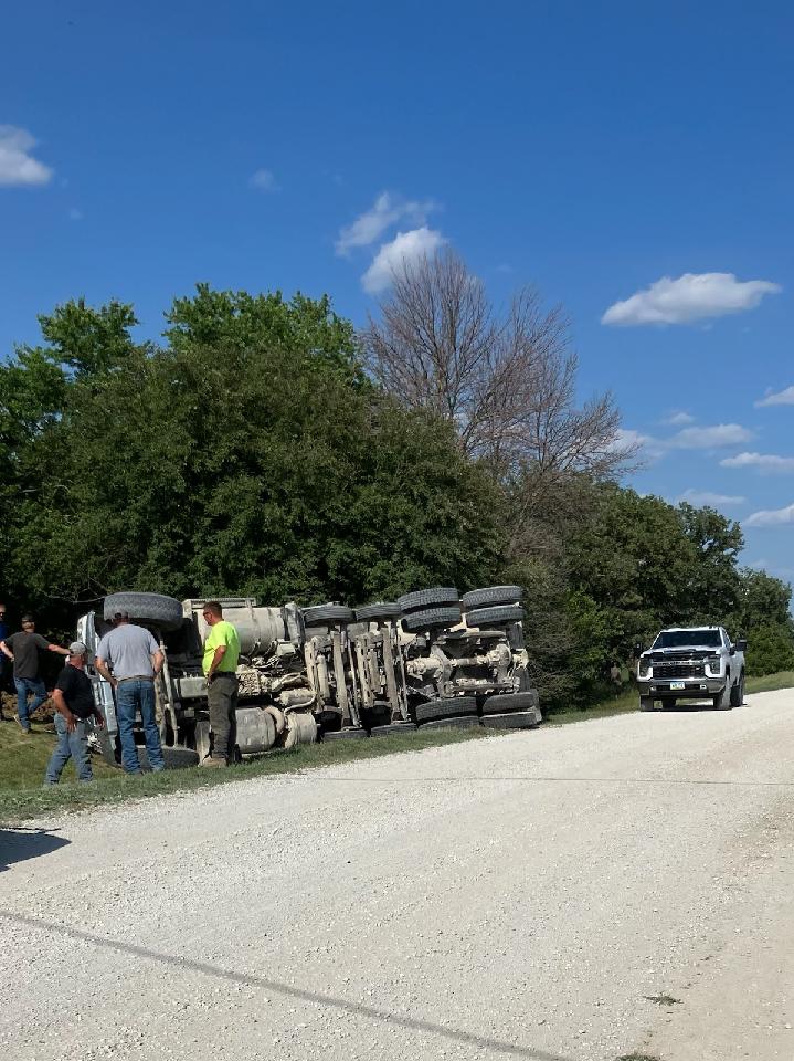 (UPDATE) Adair man suffers minor injuries in dump truck rollover near