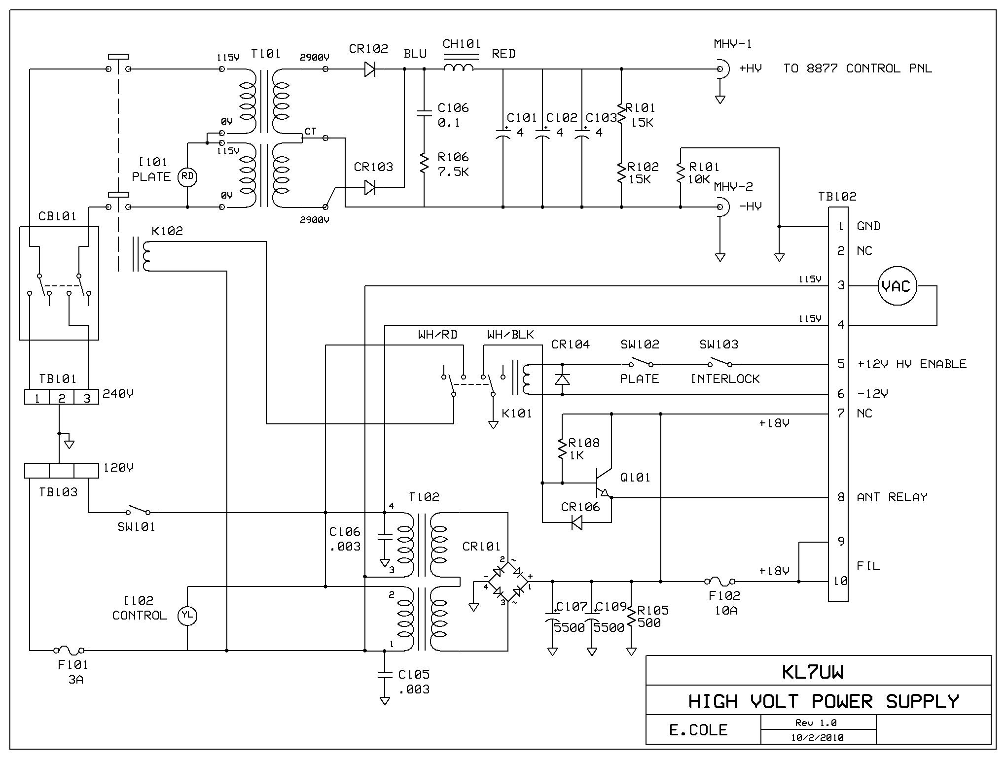 KL7UW 8877 Amplifier page