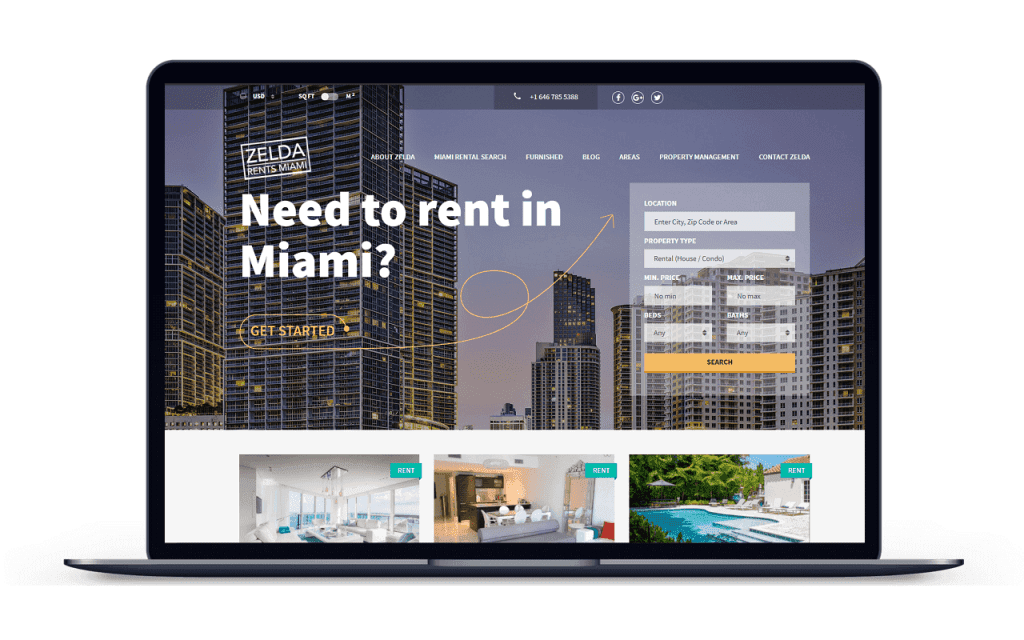 Zelda Rents Miami Web Design & Development Company Klashtech