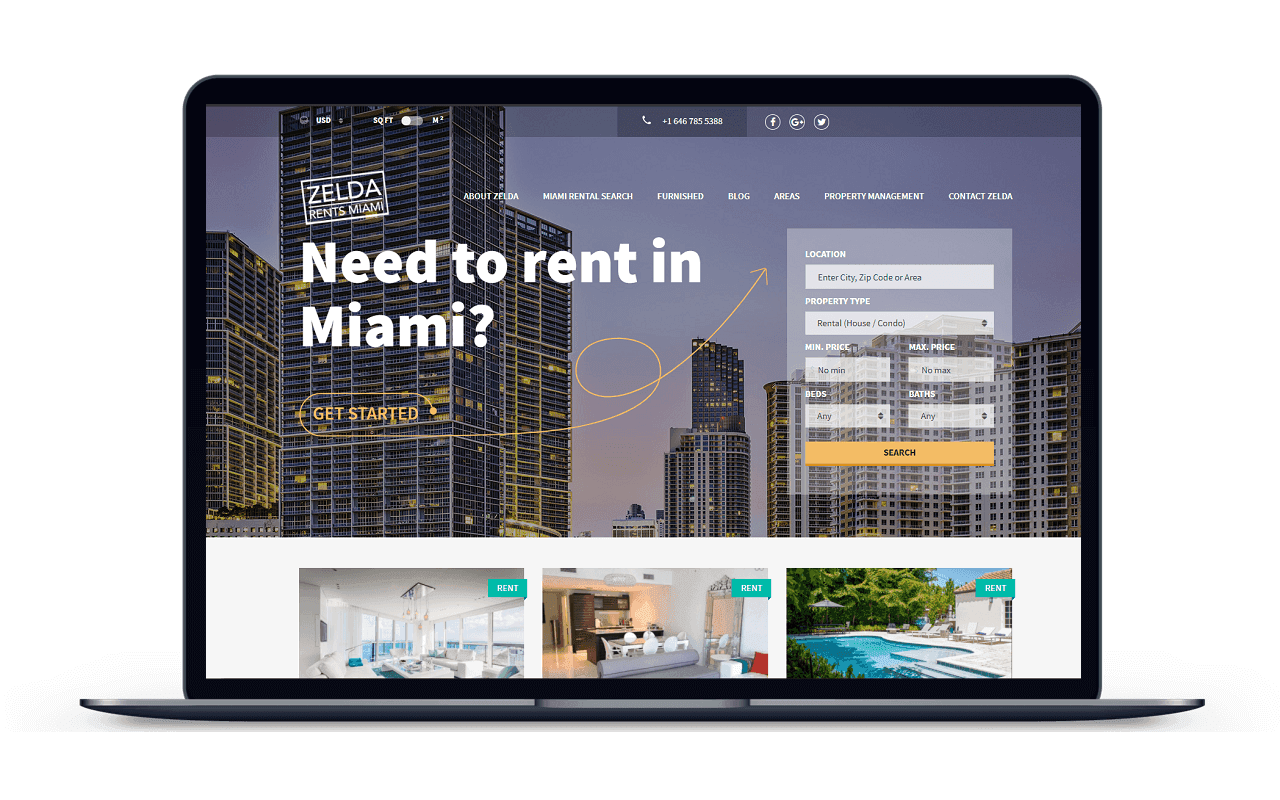 Zelda Rents Miami  Design & Development Company Klashtech