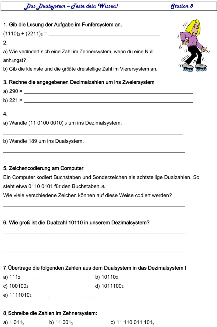 Übungsblatt zu Zahlensysteme