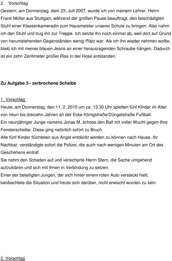 Klassenarbeit zu Bericht schreiben