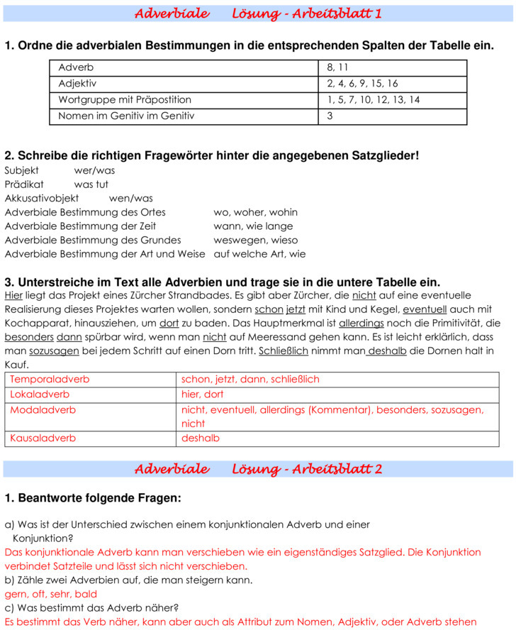 Übungsblatt zu Satzarten und Satzzeichen