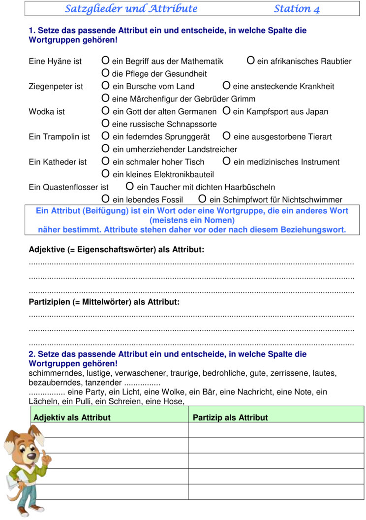 Klassenarbeit zu Satzarten und Satzzeichen