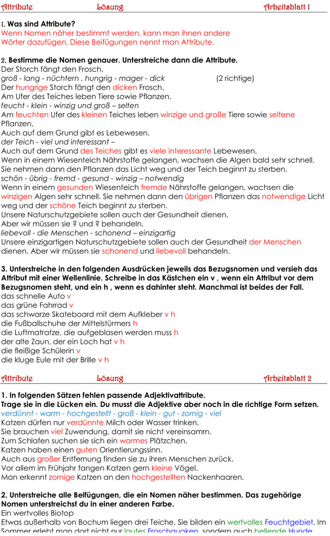 Übungsblatt zu Wortlehre