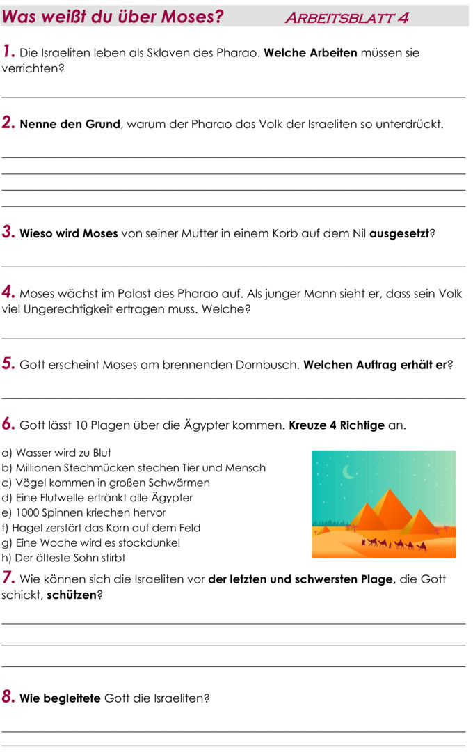 Übungsblatt zu Mose