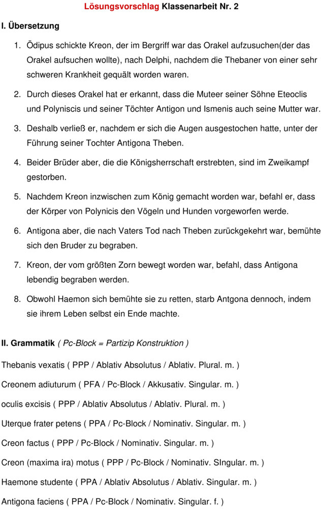 Klassenarbeit zu 2. Klassenarbeit [Latein 9. Klasse]