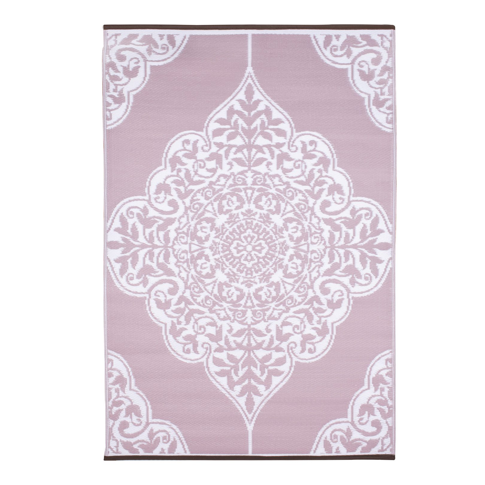 Persian Lightweight Reversible Stain Proof Plastic Outdoor Rug, Pink