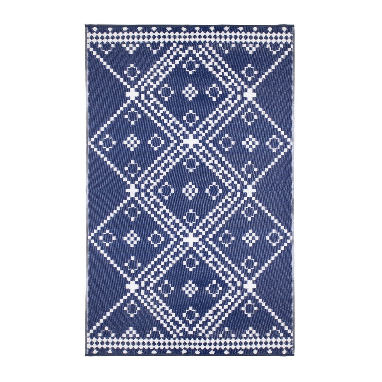 Amber Lightweight Reversible Stain Proof Plastic Outdoor Rug, Blue