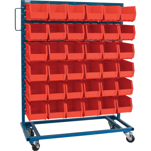 KLETON Mobile Bin Racks Singled Sided Rack & Bin Combination, Singlesided, 36 bins, 36" W x