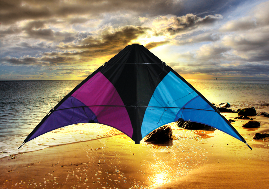 Black Learn to Fly Stunt Kite Klig's Kites