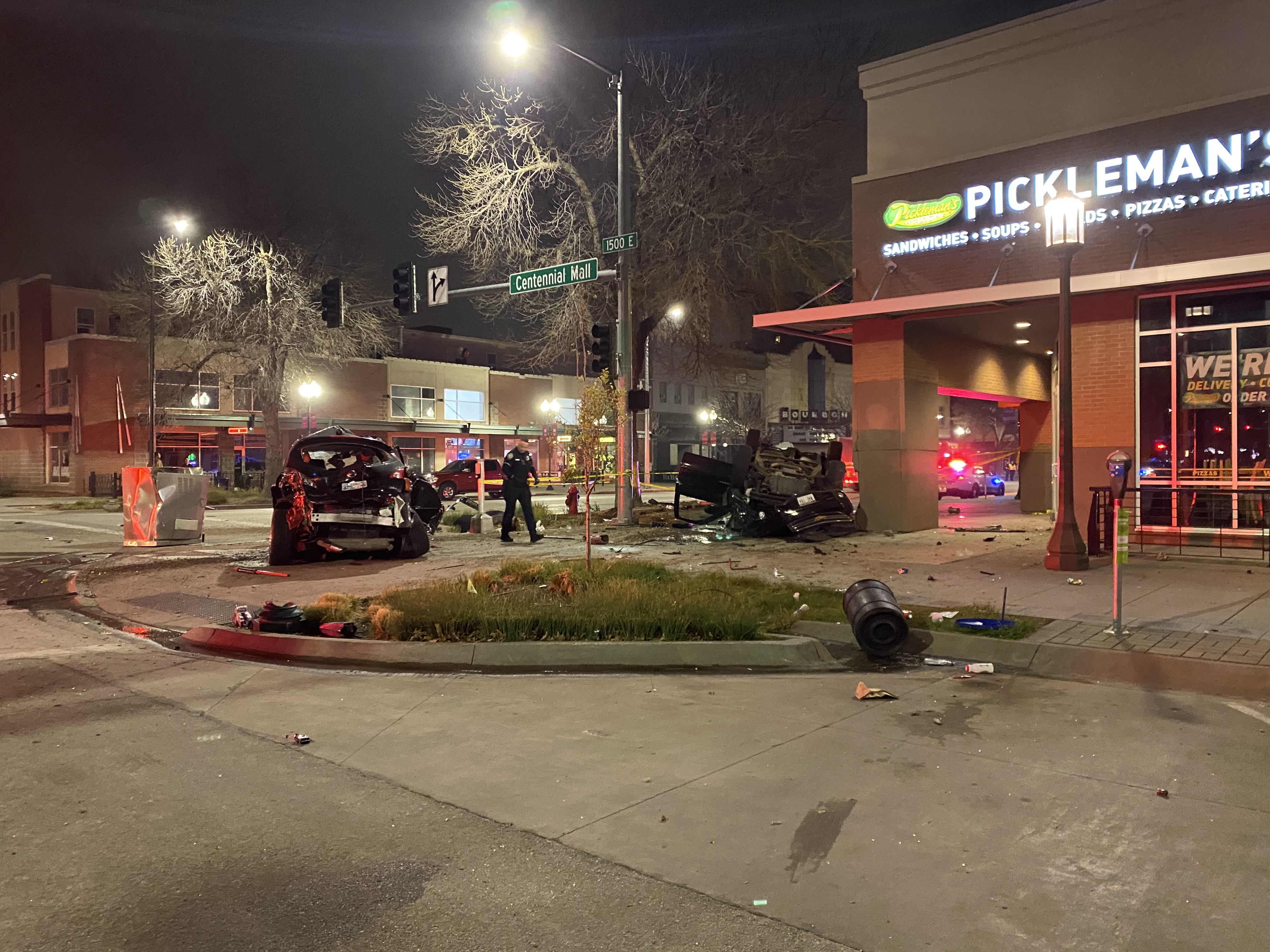 Three hospitalized after rollover crash in downtown Lincoln
