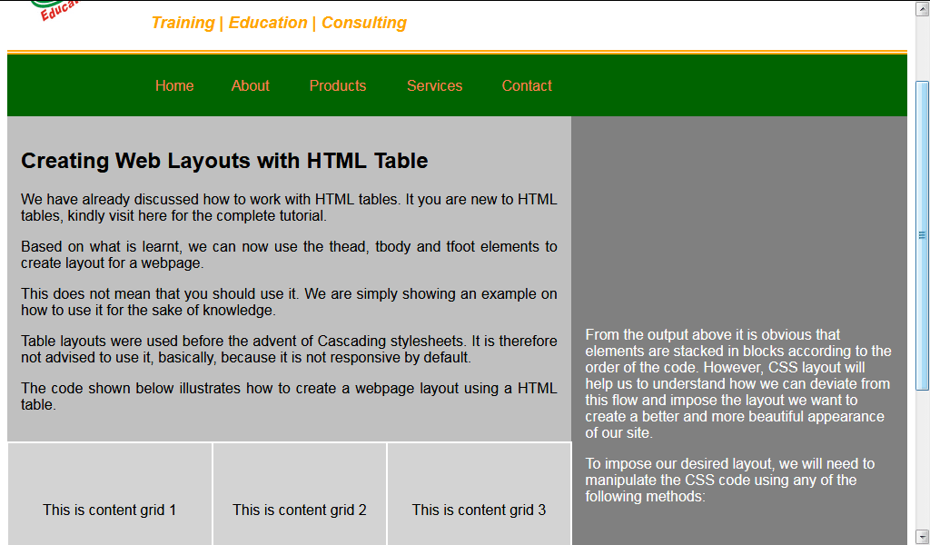 The 123 Of CSS Layout Table And Column Layouts Kmacims Education Annex