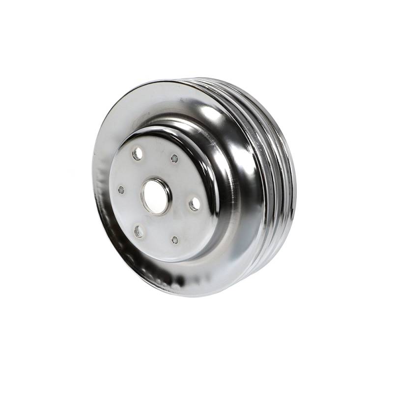 Chrome Steel Small Block Chevy Crankshaft Pulley 3 Triple Groove Long