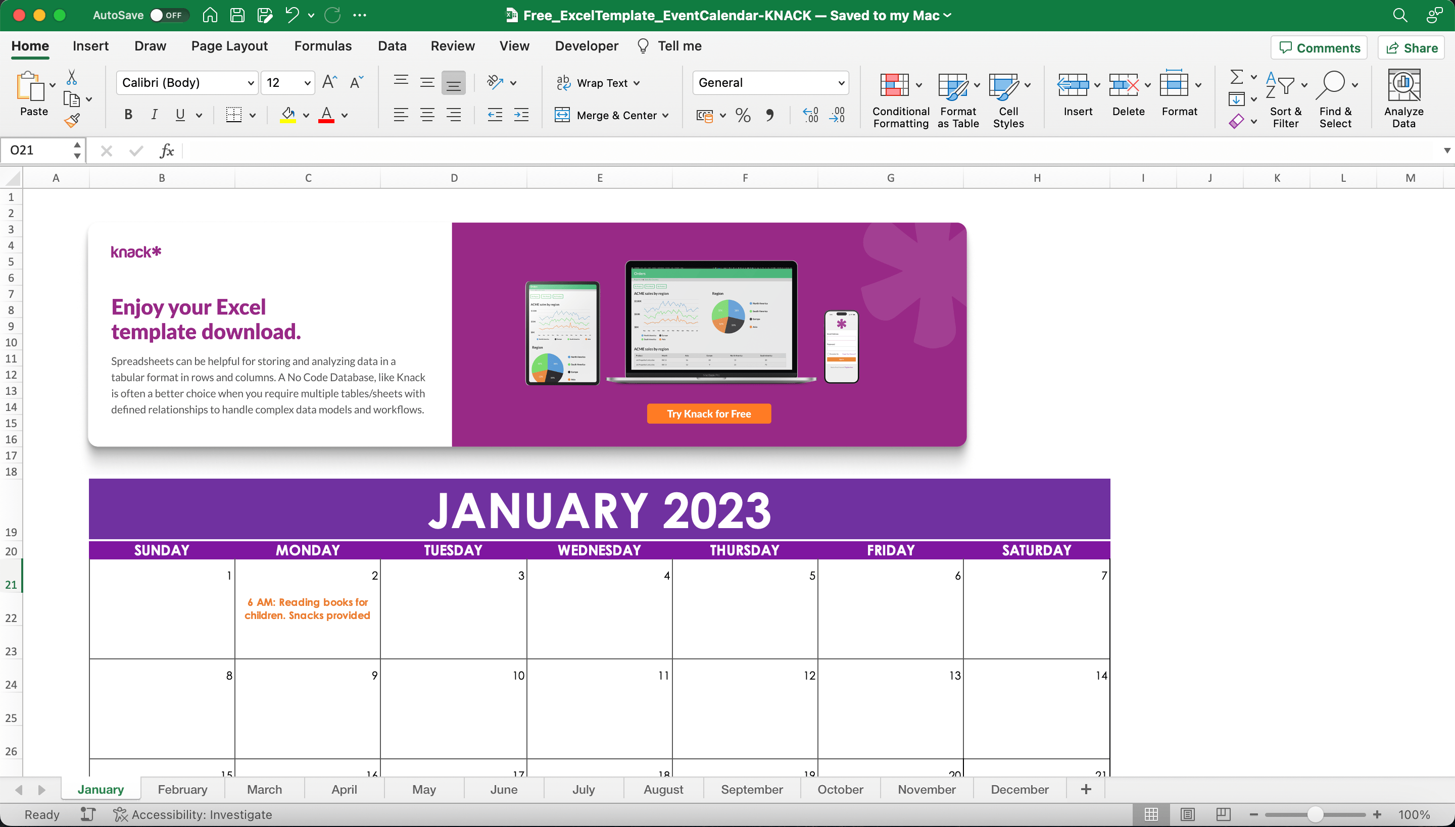 Free Excel Calendar Templates Yearly Planning Calendar
